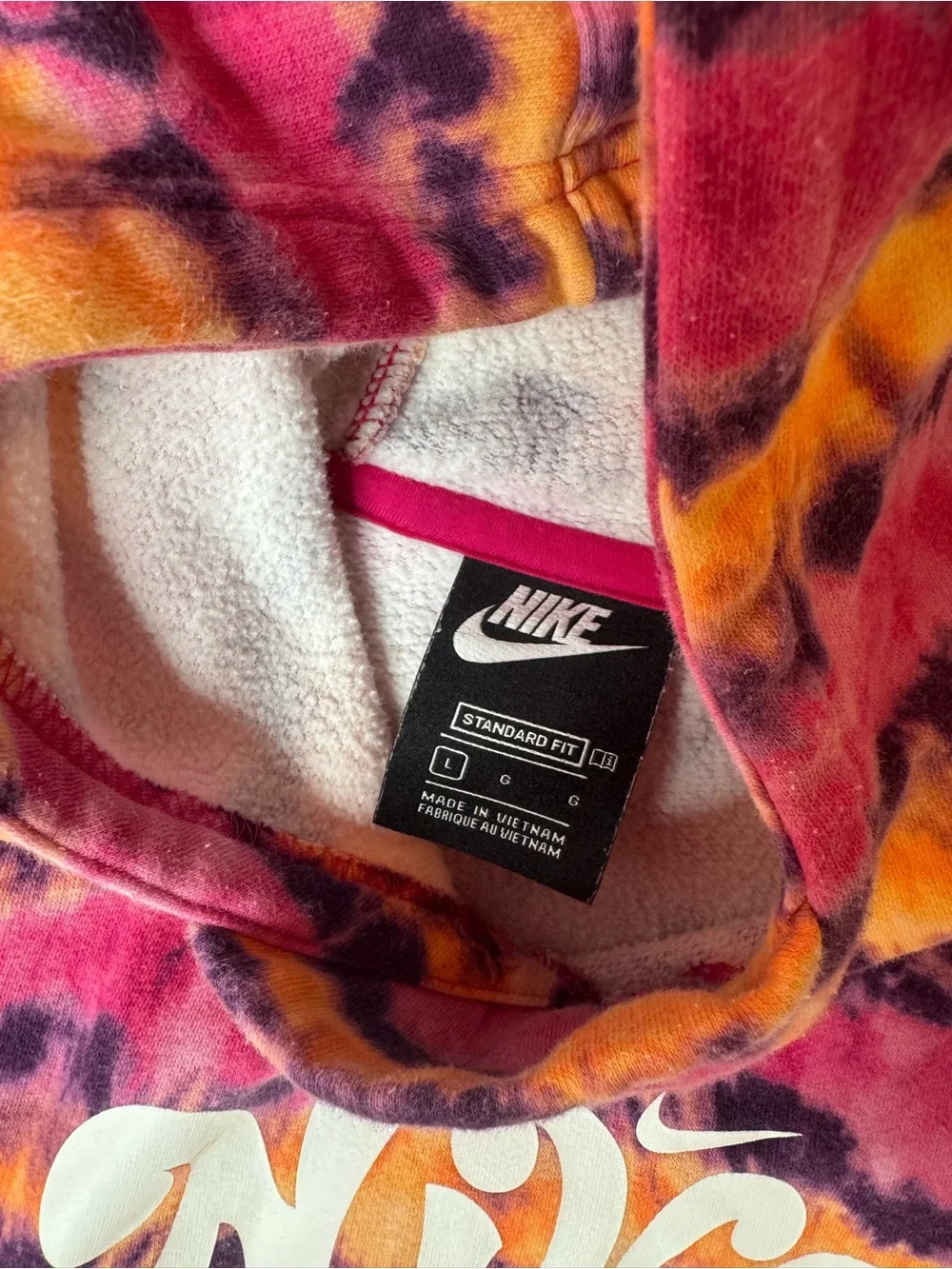 Nike Kids Pink and Orange Tie-Dye Hooded Sweatshirt